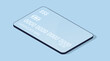 © Ra - Plastic bank card with money dollar signs. Isometric blue 3d vector illustration