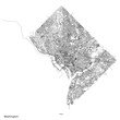 Washington city map with roads and streets, United States. Black and white. Vector outline illustration.