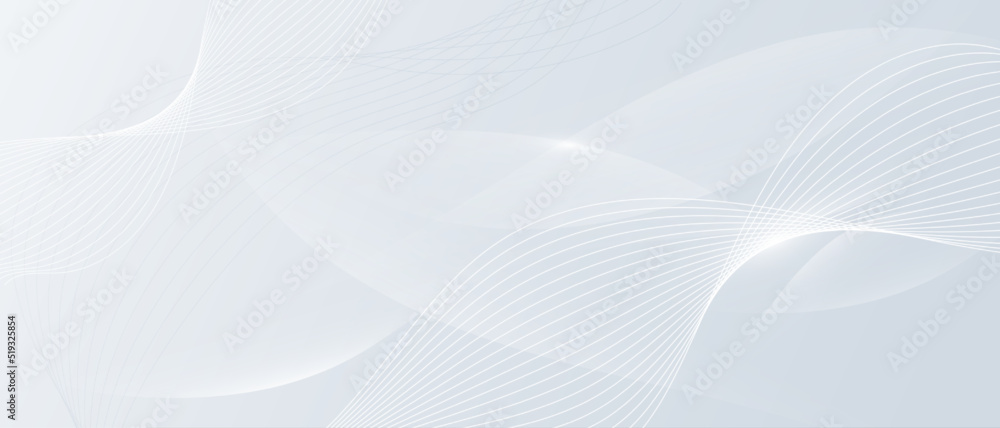 Grey white abstract background with flowing particles. Digital future ...
