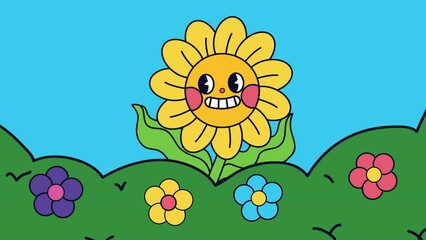 Sticker - flower kawaii comic character animation