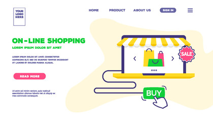 Wall Mural - vector web page template of online shopping trendy flat style. concept for e-commerce mobile apps, m