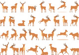 Fototapeta Pokój dzieciecy - Reindeer herding icons set cartoon vector. Deer animal. Elk herd