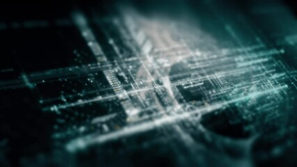 Aufkleber - Futuristic abstract de-focus data matrix, telemetry and encrypt numbers display with particles simulation for head up display in cyber space environment background