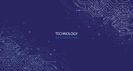Poster - Circuit electrical Technology on blue background. High tech circuit board connector system.Vector illustration.