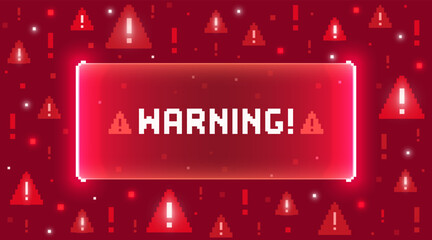 Web banner with phrase Warning. Concept of attention, alert, danger, hacking or virus