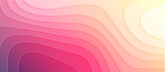 Wall Mural - Abstract light and dark bright pink wavy shapes. Abstract orange and pink gradient paper craft Antelope canyon landscape with gradient colors. Minimalistic design for business presentations, flyers. 