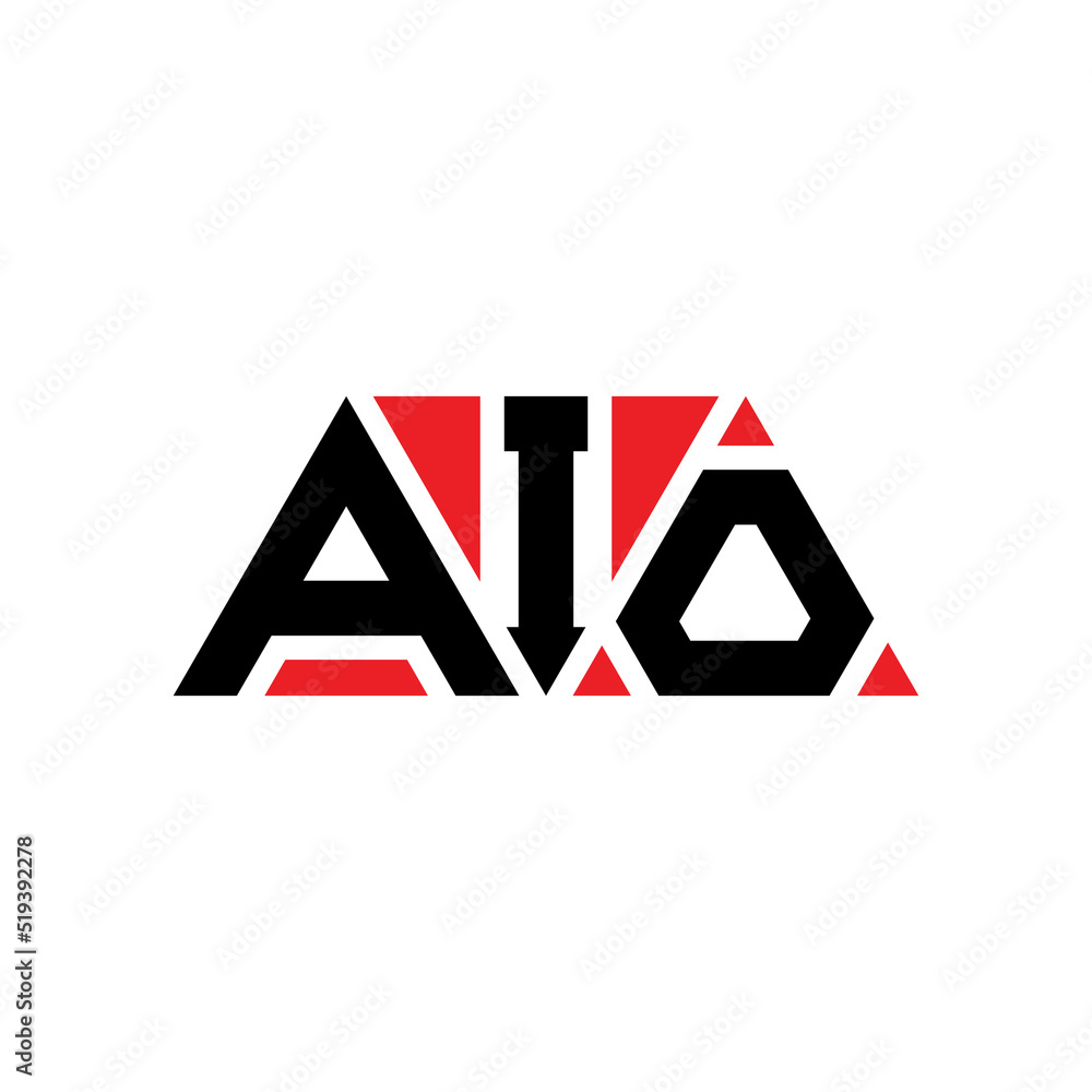 AIO triangle letter logo design with triangle shape. AIO triangle logo design monogram. AIO triangle vector logo template with red color. AIO triangular logo Simple, Elegant, and Luxurious Logo...