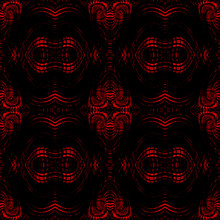 Beautiful Fantasy Bright Red Pattern On A Black Background.