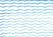 青色の波線の手描きな水彩の背景素材