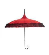 Vintage Red Umbrella Isolated On White Background