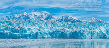 A View Looking Up At The Ice Wall Of The Snout Of The Hubbard Glacier In Alaska In Summertime