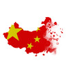 Sublimation background country map- form on white background. Artistic shape in colors of national flag. China