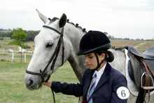 Teenage Girl At A Show Jumping Competition With Her Horse, Johannesburg, Gauteng, South Africa
