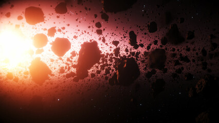 Wall Mural - asteroid in outer space. earth planet. 3d rendering.