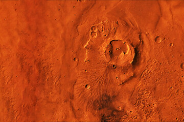 Sticker - volcano on the planet mars. elements of this image furnished by nasa
