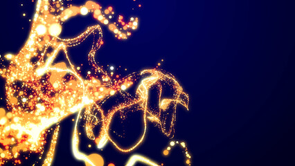 Wall Mural - particle background like confetti in oil. 3d render of magic fiery golden sparkles glisten and shine