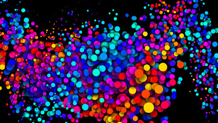 Wall Mural - Abstract simple background with beautiful multi-colored circles or balls in flat style like paint bubbles in water. 3d render of particles, colored paper applique. Creative design background 22