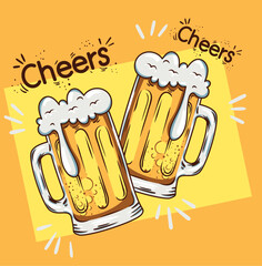 Poster - beers mugs cheers