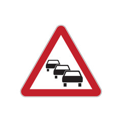 Wall Mural - International road sign traffic jam isolated on white background. Traffic symbol. Vector illustration.