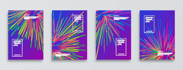 Cover template set with sunburst colorful modern gradient style for party poster, brochure, catalog, flyer, decoration, book, presentation, magazine etc. Vector Illustration 10 eps