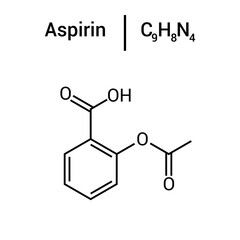 Wall Mural - chemical structure of Aspirin (C9H8O4)