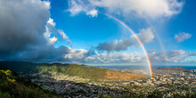 Rainbow Over Honolulu Hawaii After Rain