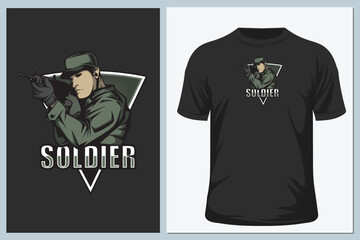 Wall Mural - Army or soldier character vector on t shirt