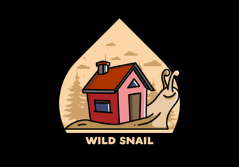 Walking snail and house illustration design