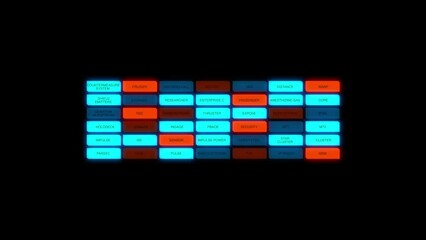 Futuristic control panel with glowing flashing lights
