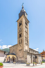 Wall Mural - View at the Church of Santa Maria Assunta in the streets of Morgex - Italy