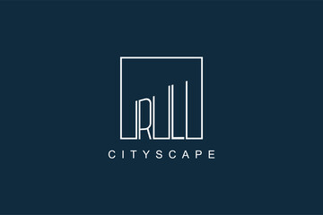 Initials RL logo with modern minimal elegant square line and abstract building