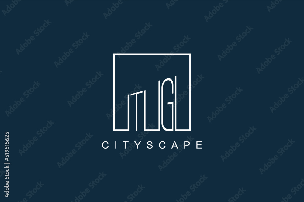 Initials TG logo with modern minimal elegant square line and abstract ...