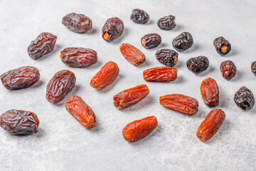 Wall Mural - Fresh organic and various sweet dried date fruits.