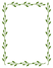 Rectangle Border Frame Design Concept Of Green Leaves Isolated On White Background - Vector Illustration
