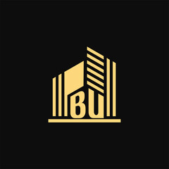 BU Initial Construction real Estate home  Logo Design