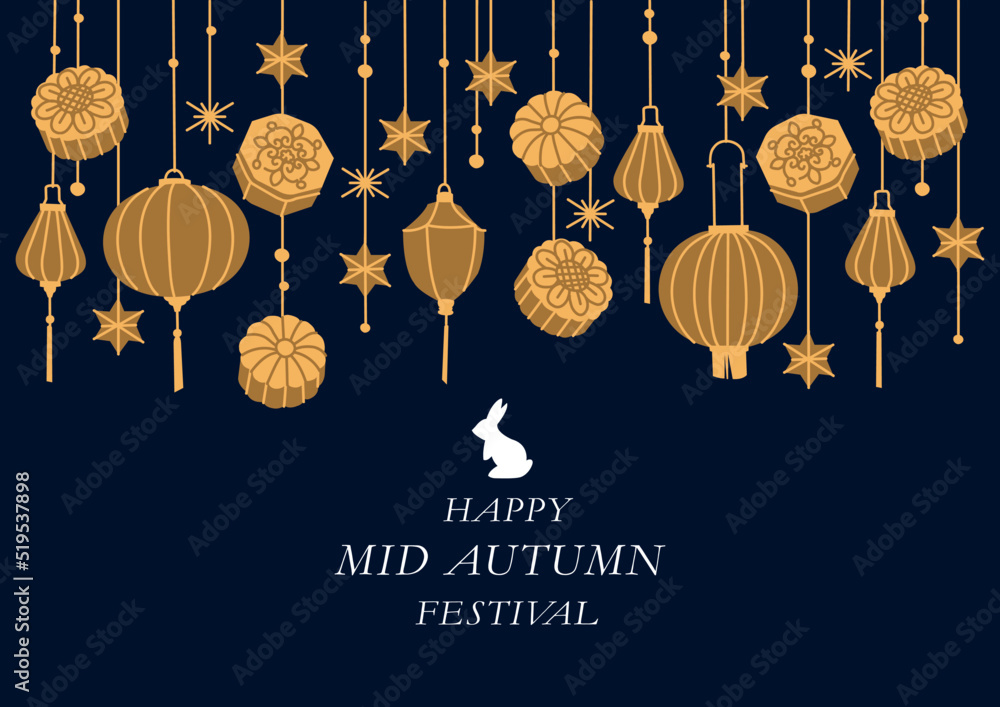 Vector background for Mid Autumn Festival or Mooncake Festival with ...