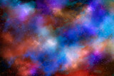 Fototapeta Kosmos - Space background with stardust and shining stars. Realistic cosmos and color nebula. Colorful galaxy. 3d illustration