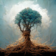 old magic tree with roots