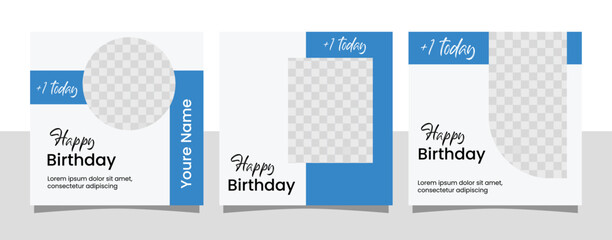 Minimalist Birthday concept banner social media post template