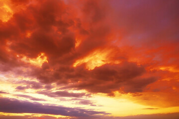beautiful view of orange sky with clouds at sunset