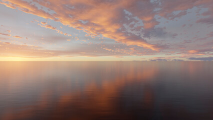 Wall Mural - the sky and water are reflections of the setting sun. beautiful sunset in reflected water