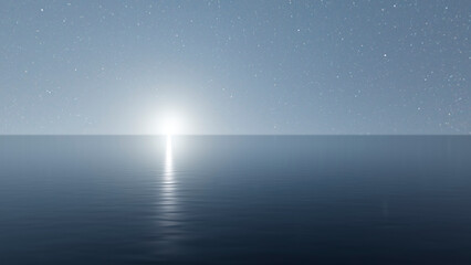 Wall Mural - the sky and water are reflections of the setting sun. 3d render