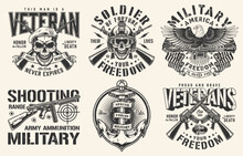 Military Set Vintage Sticker Monochrome