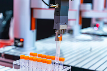 Wall Mural - robot arm with test tube for biological experiments in laboratory