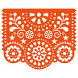 Mexican fiesta paper cutout decoration Papel Picado vector design, floral party background inspired by folk art from Mexico
