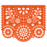 Fototapeta Kuchnia - Mexican fiesta paper cutout decoration Papel Picado vector design, floral party background inspired by folk art from Mexico
