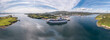 Aerial view of Killybegs with huge cruise ship in County Donegal - Ireland - All brands and logos removed