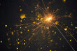 Leinwandbild Motiv Happy New Year, Sparkler burning bright with shiny sparks and bokeh festive silvester party background