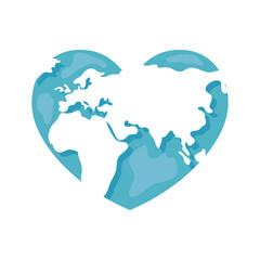 Sticker - planet earth with heart shape