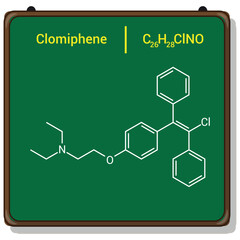 chemical structure of Clomifene or clomiphene (C26H28ClNO)